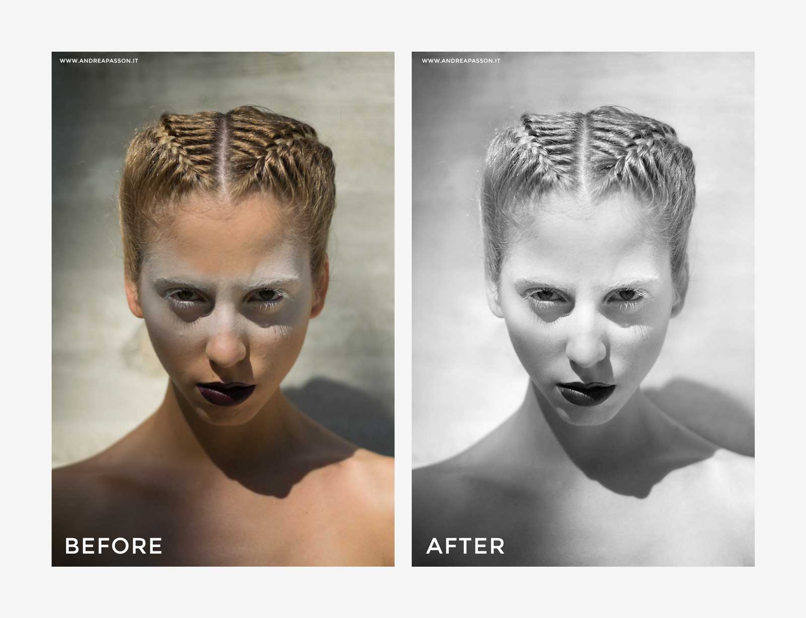 Before & After - Post Produzione Fotografica Professionale a Treviso - Fashion Model Hair Style and Make up